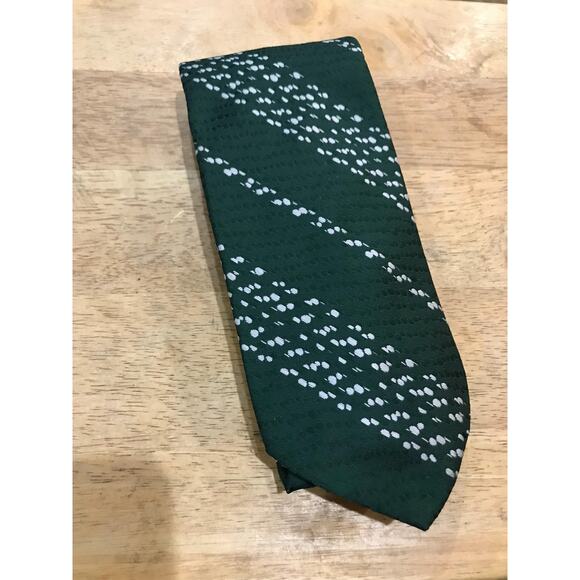 Wide Green and Silver Tie, Vintage Bonds Wide Tie, Patterned and Textured Tie - Picture 3 of 9